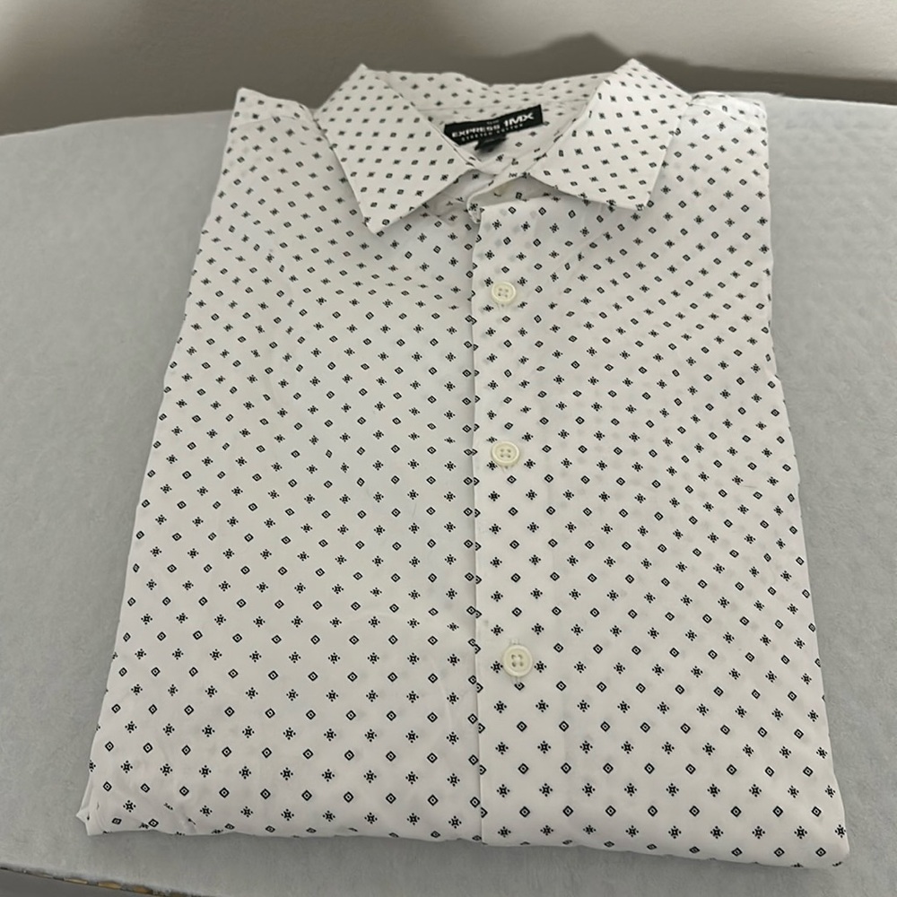 Pattern button down shirt.